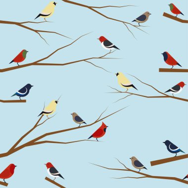 Orman kuşların vektör seamless modeli 