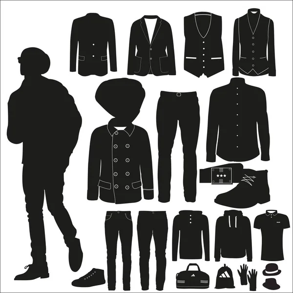 A set of stylish clothes for young men — Stock Vector