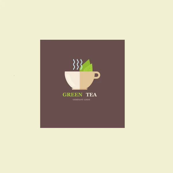 Icona del tè piatto su sfondo marrone — Vettoriale Stock