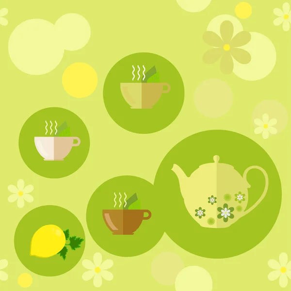 Seamless pattern on the theme of tea — Stock Vector