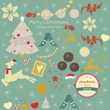 Noel ve holiday süsler retro tarzı dizi 