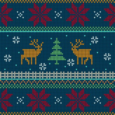      Norveç örgü deseni geyikler 