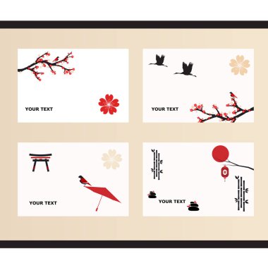 Vektör set tebrik kartları Japon tarzı