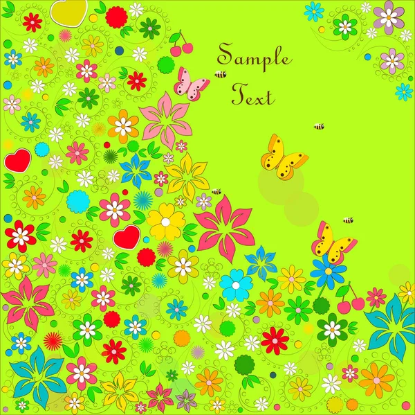 花のあるベクトルカード — ストックベクタ