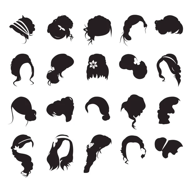 Vector silhouettes of evening hairstyles — Stock Vector