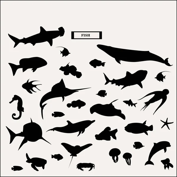 Silhouettes d'animaux marins — Image vectorielle