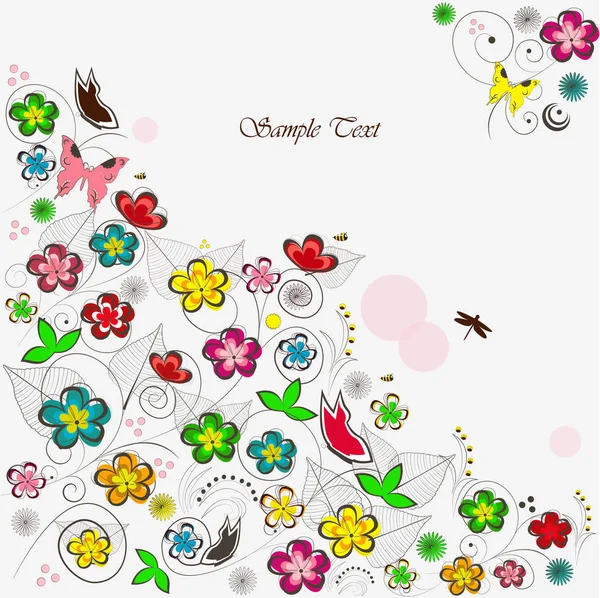 Vector kleurrijke kaart met bloemen — Stockvector