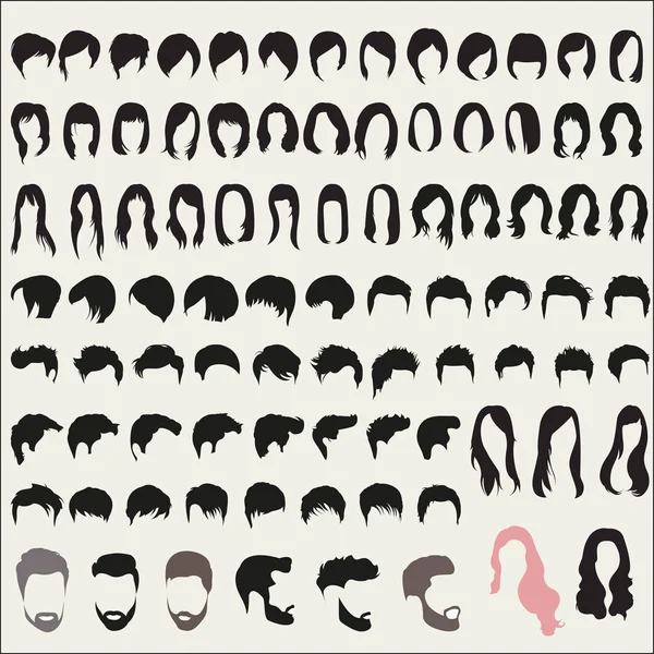 Large set of hairstyles for men and women — Stock Vector