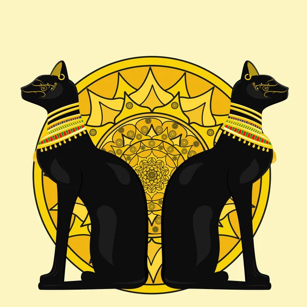 Imagen vectorial de gatos egipcios — Vector de stock