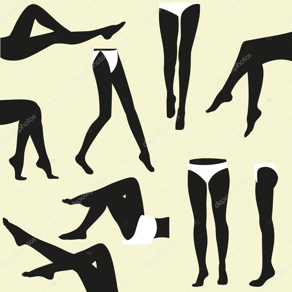 Set of female legs in different positions