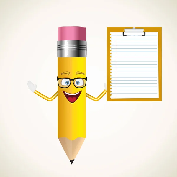 Χαρούμενος διάνυσμα μολύβι με μια λίστα — Διανυσματικό Αρχείο