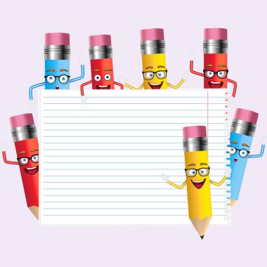 Metin için yer ile çok renkli kalemler vektör 