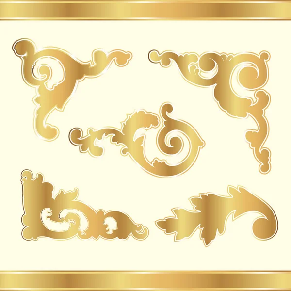 Vector golden elements on a light background — Stock Vector