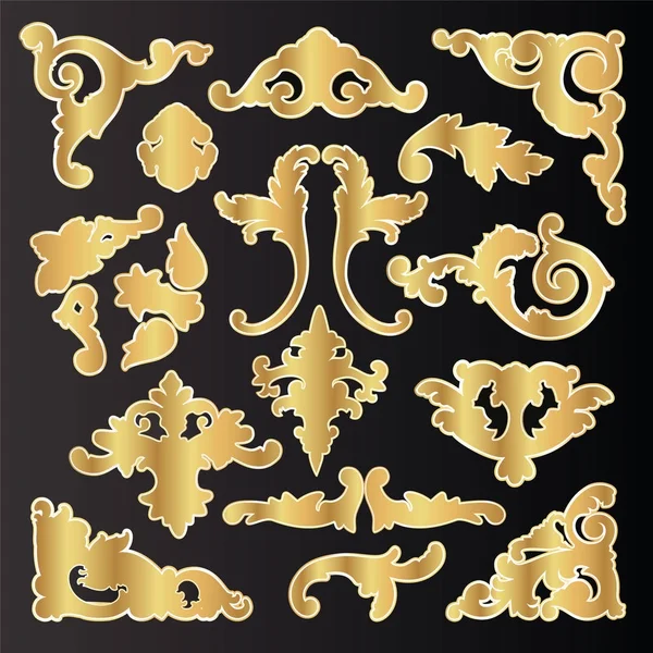 Set of golden decorative elements — Stock Vector