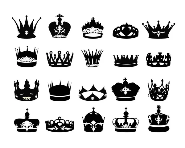 Set of silhouettes of crowns — Stock Vector