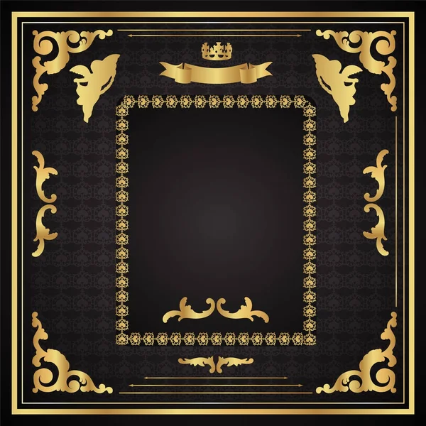 Gold frame with decorative elements — Stock Vector