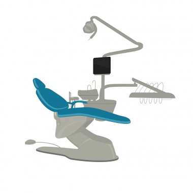 Beyaz bir arka plan üzerinde vektör dişçi koltuğu 