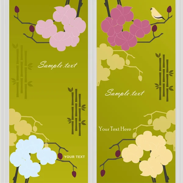Bannières Vectorielles Avec Orchidées Place Pour Texte — Image vectorielle
