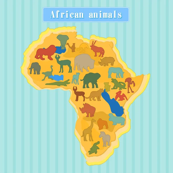 Dieren Kaart Van Afrika — Stockvector