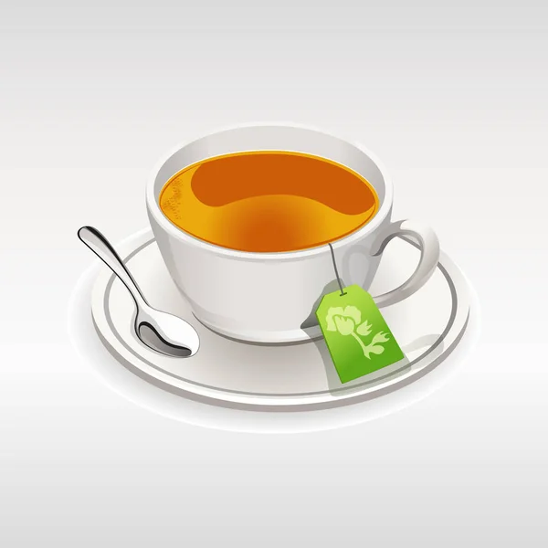 Vector Cup Tea Light Gray Background — Stock Vector