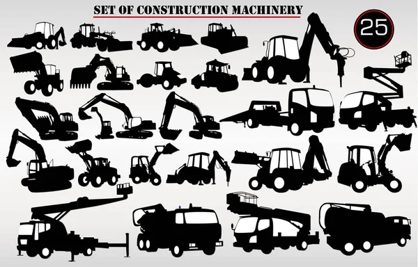 Sada Stavebních Silničních Strojů Bílém Pozadí — Stockový vektor