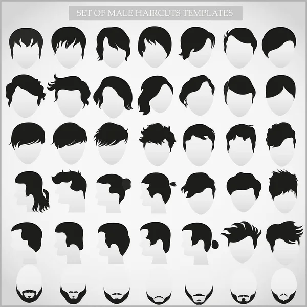Ensemble Vectoriel Coiffures Coupes Cheveux Pour Hommes Sur Fond Clair — Image vectorielle