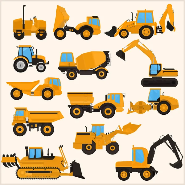 Conjunto Maquinaria Equipo Construcción Sobre Fondo Claro — Vector de stock