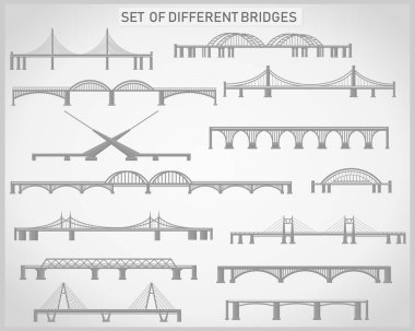 Açık gri arkaplanda farklı köprüler