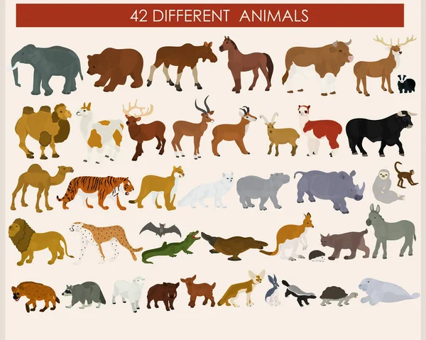 Conjunto Animales Vectoriales Sobre Fondo Claro Animales Salvajes — Archivo Imágenes Vectoriales