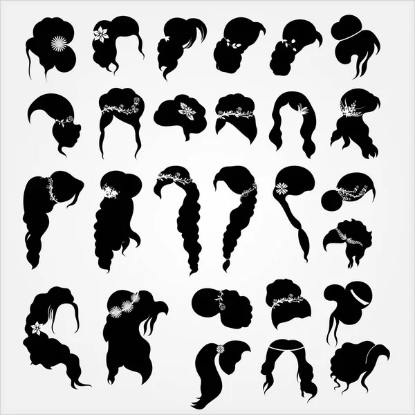 Set Hairstyle Patterns Light Background — Stock Vector