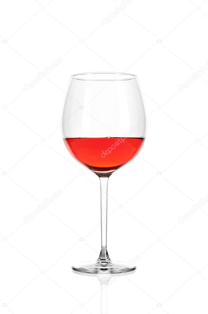 Pink wine on white background