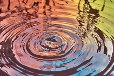 Yağmur damlaları suyun yüzeyine düşer.