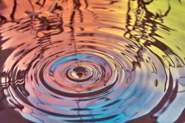 Yağmur damlaları suyun yüzeyine düşer.