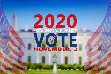 2020 United States of America Presidential Election banner. Election banner Vote 2020 with American flags. clipart