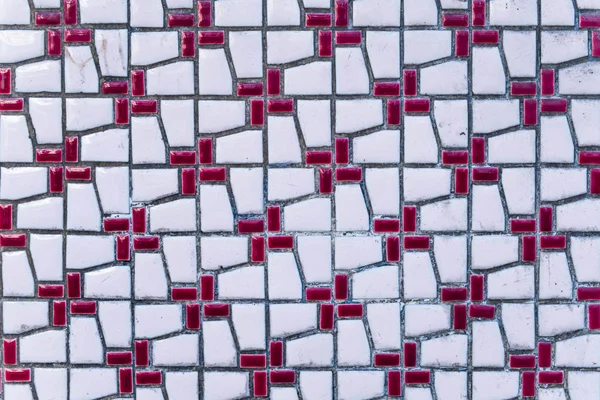 Textura recurso gráfico branco e vermelho piso de cerâmica fechar padrão quadrado — Fotografia de Stock