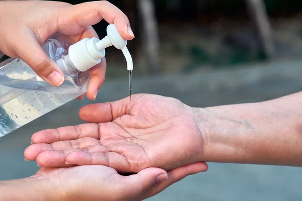 Alcohol gel sanitazer liquid cleaning hands to parents grandparents for prevent corona virus covid-19