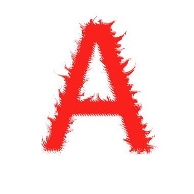 Beyaz arka plan üzerinde izole A harfi ateş