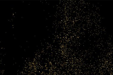 Altın glitter doku siyah izole. Kutlama arka plan. Altın patlama konfeti. Vektör çizim, eps 10.