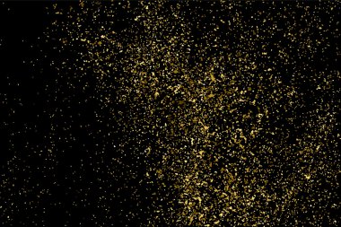 Altın glitter doku siyah izole. Kutlama arka plan. Altın patlama konfeti. Vektör çizim, eps 10.