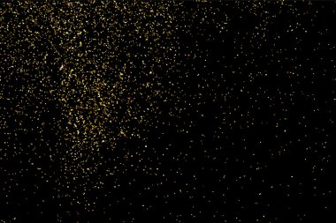 Altın glitter doku siyah izole. Kutlama arka plan. Altın patlama konfeti. Vektör çizim, eps 10.