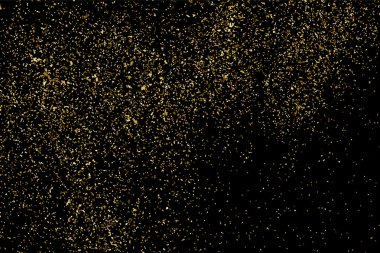 Altın glitter doku siyah izole. Kutlama arka plan. Altın patlama konfeti. Vektör çizim, eps 10.