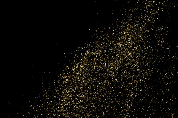 Textura Brilho Dourado Isolado Preto Contexto Comemorativo Explosão Dourada Confete — Vetor de Stock