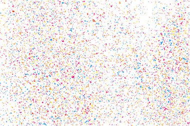 Renkli konfeti patlaması. Beyaz arkaplanda izole edilmiş tahıllı, çok renkli doku. Düz tasarım elemanı. Vektör illüstrasyonuName.