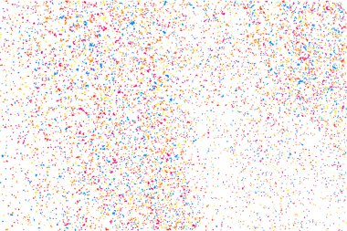 Renkli konfeti patlaması. Beyaz arkaplanda izole edilmiş tahıllı, çok renkli doku. Düz tasarım elemanı. Vektör illüstrasyonuName.