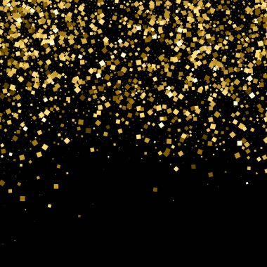 Altın glitter doku siyah izole. Amber parçacıklar renk. Kutlama arka plan. Altın patlama konfeti. Vektör çizim, eps 10.