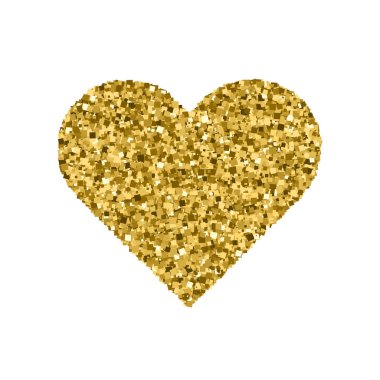 Altın kalp üzerinde beyaz izole.