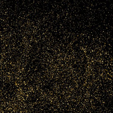 Altın parıltı doku üzerinde siyah kare izole. Amber parçacıklar renk. Kutlama arka plan. Altın patlama konfeti. Vektör çizim, eps 10.