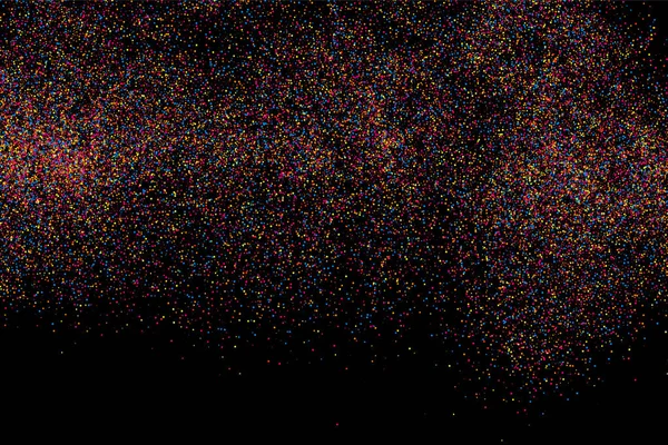 Kleurrijke explosie van confetti. Gekleurde korrelige textuur vector. — Stockvector