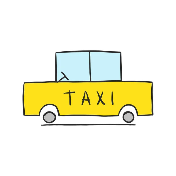 Icona disegnata a mano taxi giallo . — Vettoriale Stock