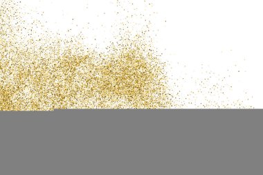 Altın glitter doku üzerinde beyaz izole. Amber renkli arka planı. Altın patlama konfeti. Vektör çizim, eps 10.